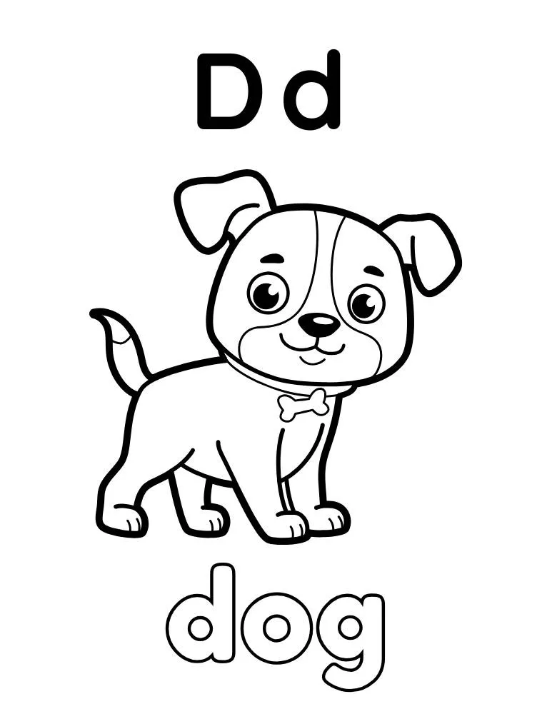 Letter D Dog Coloring Page