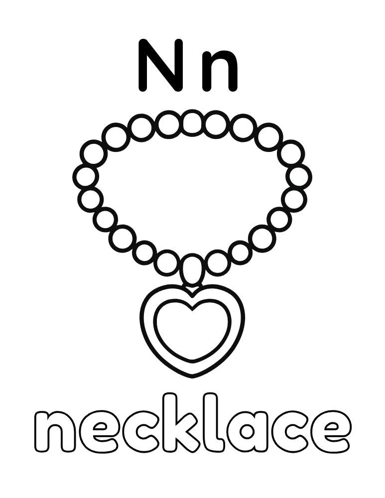 Letter N: Necklace Coloring Page