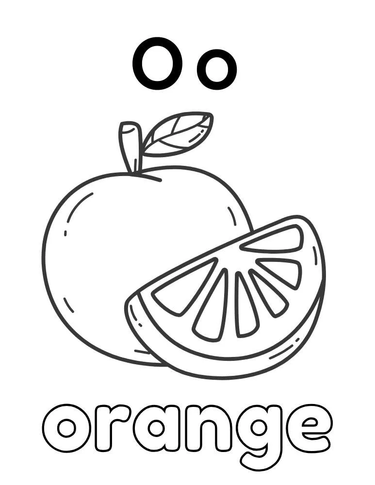 Letter O Orange Coloring Page