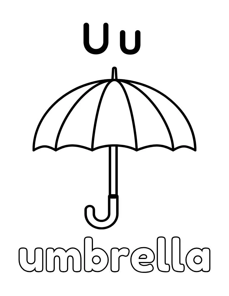 Letter U: Umbrella Coloring Page