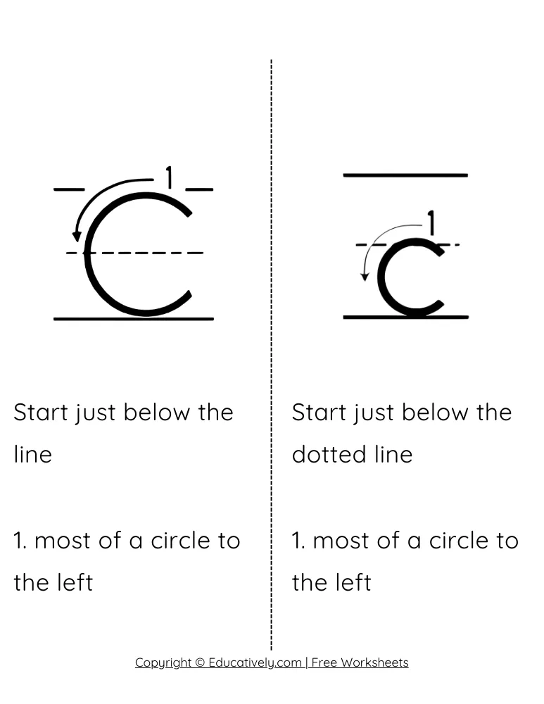 Letter C Formation Uppercase and Lowercase