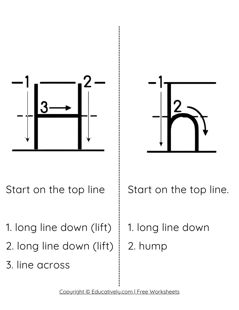 Letter H Formation Uppercase and Lowercase