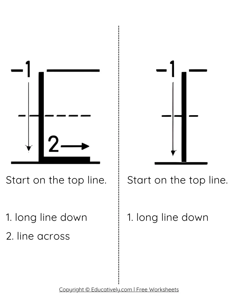Letter L Formation Uppercase and Lowercase