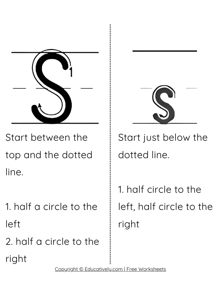 Letter S Formation Uppercase and Lowercase