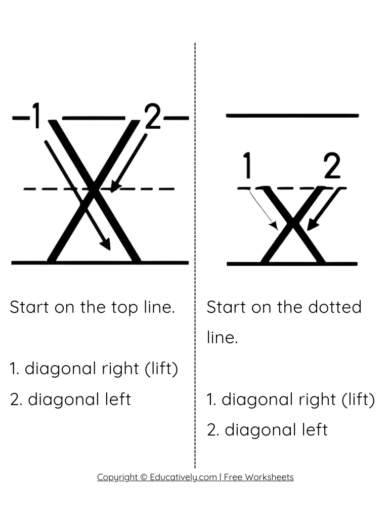 Letter X Formation Uppercase and Lowercase