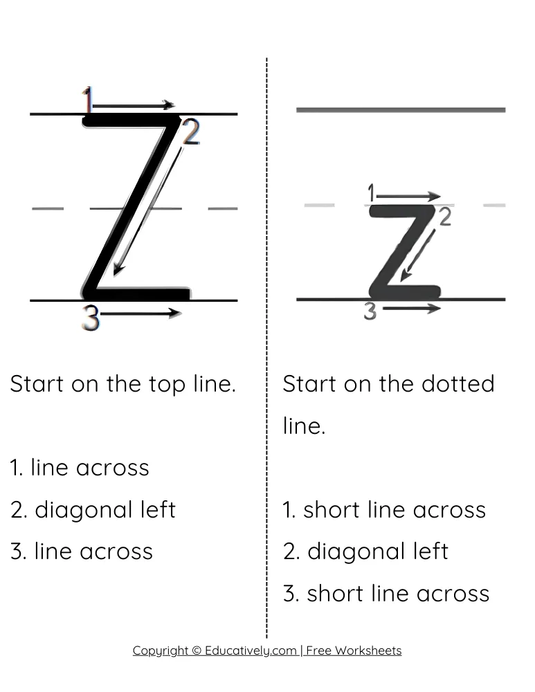 Letter Z Formation Uppercase and Lowercase