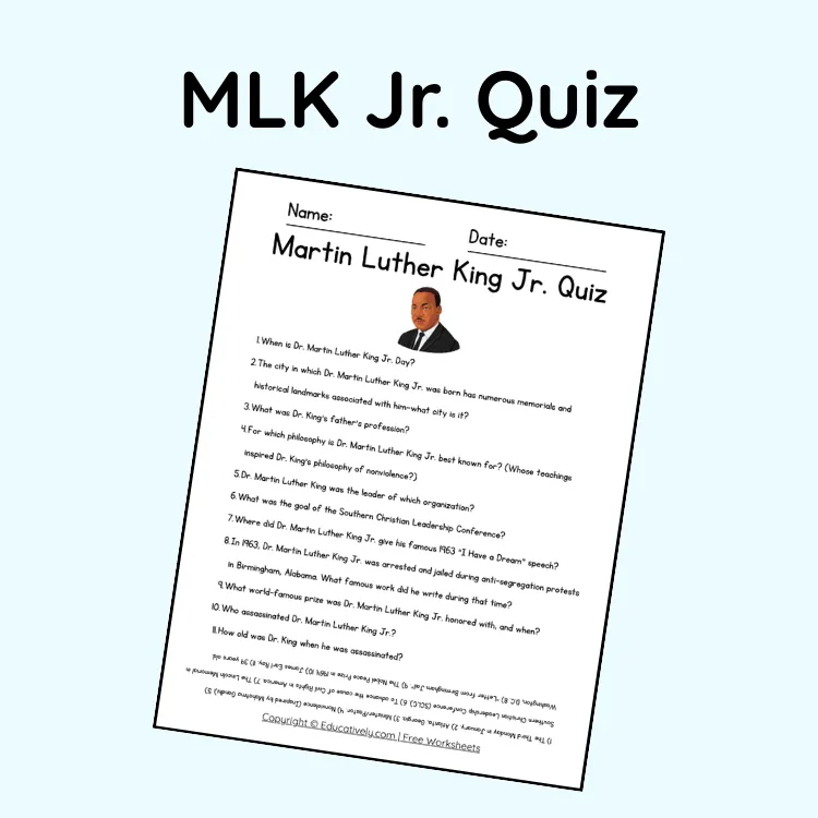 Martin Luther King Jr. Quiz Worksheet
