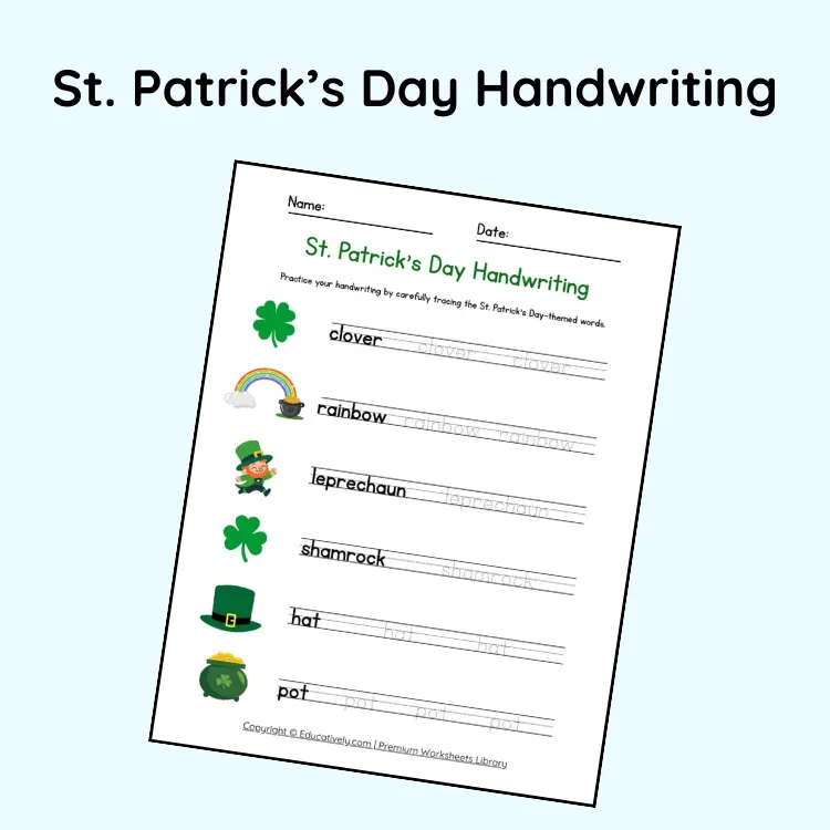 St. Patrick’s Day Handwriting Printable Worksheet
