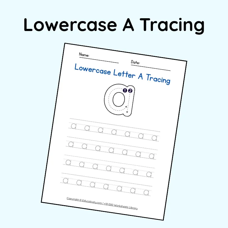 Lowercase Letter A Tracing