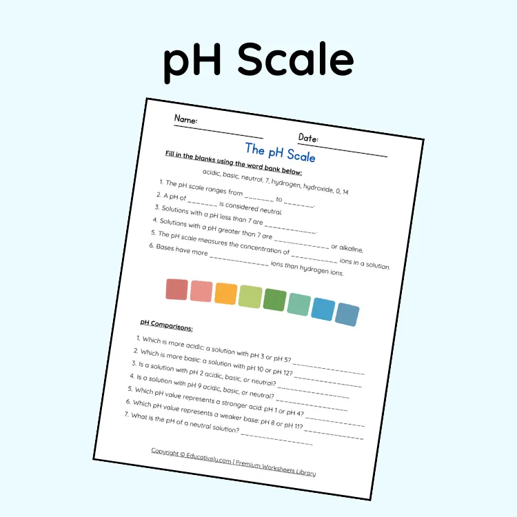 pH Scale Worksheet